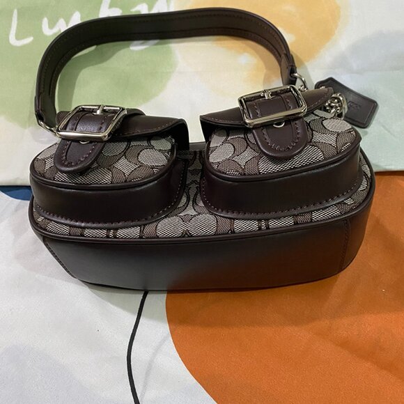 Black Coach Double Pocket Shoulder Bag - Picture 8 of 14